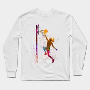 Watercolor basketball player Long Sleeve T-Shirt